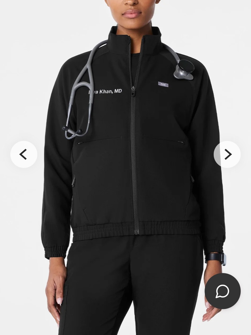 Figs Black Medical Utility Jacket - Zip Front